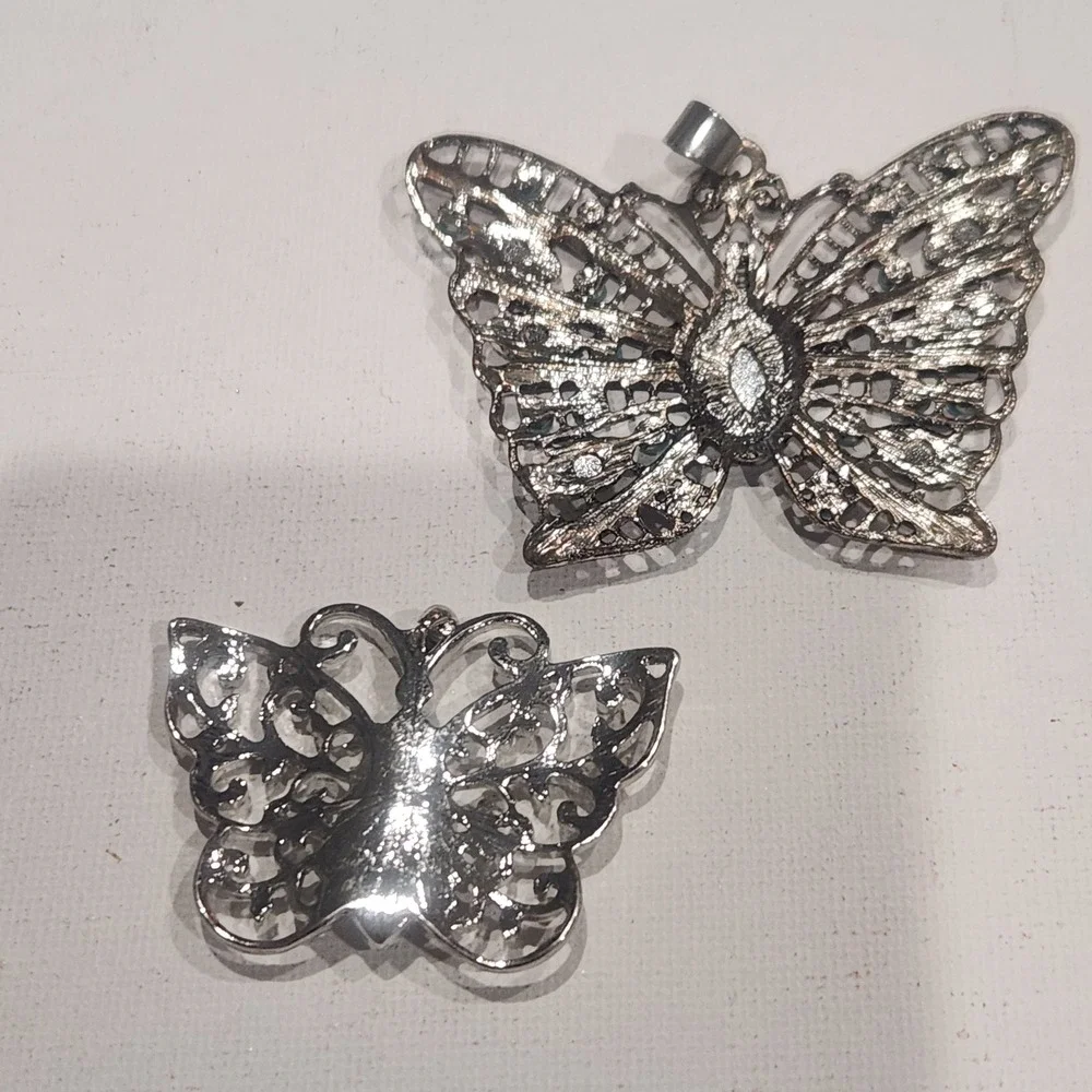 Butterfly Pendant lot Turquoise color Tone Filigree Silver‎ Tone Jewelry